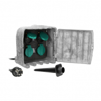 Gniazdo ogrodowe KAMIEŃ, 4x2P+Z, kabel gumowy H07RN-F 3x1,5mm2, 3m, 2 tryby pracy: automatyczny (max.1100W)/ręczny (max.3680W) - ORNO - OR-AE-13185