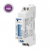 1-fazowy licznik energii elektrycznej, 40A, MID, wyjście impulsowe, podświetlenie, 1 moduł, DIN TH-35mm - ORNO - OR-WE-521