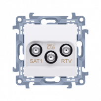 GNIAZDO ANTENOWE SATELITARNE PODWÓJNE SAT-SAT-RTV 1X WEJŚCIE 5 MHZ-2,4 GHZ BIAŁY SIMON 10 - KONTAKT SIMON - CASK2F.01/11