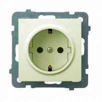 GNIAZDO POJEDYNCZE Z UZIEMIENIEM SCHUKO ECRU AS - OSPEL - GP-1GS/m/27