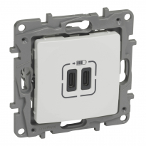 NILOE - GNIAZDO 2 X USB TYP C+C - 3 A BIAŁE - LEGRAND - 764595