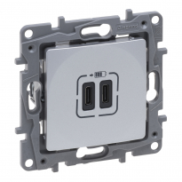 NILOE SELECTION - GNIAZDO 2 X USB TYP C+C - 3 A ALUMINIUM - LEGRAND - 762195