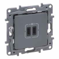 NILOE SELECTION - GNIAZDO 2 X USB TYP C+C - 3 A STAL - LEGRAND - 762395