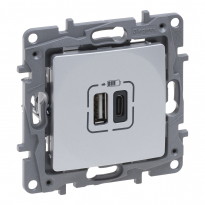 NILOE SELECTION - GNIAZDO 2 X USB TYP A+C - 3 A ALUMINIUM - LEGRAND - 762197