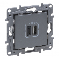 NILOE SELECTION - GNIAZDO 2 X USB TYP A+C - 3 A STAL - LEGRAND - 762397