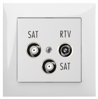 GNIAZDO ANTENOWE RTV-SAT Z DWOMA WYJŚCIAMI SAT KOŃCOWE MODUŁ BIAŁE SENTIA - ELEKTRO-PLAST NASIELSK - 1460-10
