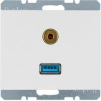 GNIAZDO USB / 3.5 MM AUDIO BIAŁY POŁYSK K.1 - HAGER - 3315397009
