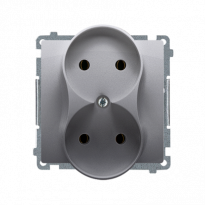 Gniazdo wtyczkowe podwójne bez uziemienia (moduł), ?16A, 250V~, zaciski śrubowe; stal inox - KONTAKT SIMON - BMG2M.01/21
