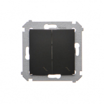 Łącznik schodowy podwójny z podświetleniem (moduł) 10AX, 250V~, zaciski śrubowe; czarny - KONTAKT SIMON - DW6/2L.01/49