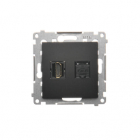 Gniazdo HDMI + RJ45 kat.6. (moduł); czarny - KONTAKT SIMON - DGHRJ45.01/49
