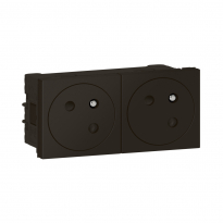 GNIAZDO 2 X 2P+Z 16 A - 250 V~ ZESPOLONE PRZEKRĘCONE POD KĄTEM 45O - ZACISKI AUTOMATYCZNE - 4 MODUŁOWE - ANTRACYT, MOSAIC. - LEGRAND - 079192L