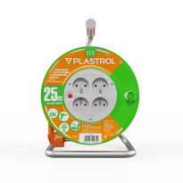Przedłużacz bębnowy ECO LINE, 4x2p+Z, 16A, 3680W, przewód 3x1,5mm H05VV-F; 25m; pomarańczowy - PLASTROL - PB-ST/S/25M/3X1,5/H05VV-F ECO POM