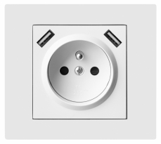VESTRA Gniazdo podtynkowe 2P+Z + 2xUSB zasilające, bez ramki, kolor biały. - ELEKTRO-PLAST NASIELSK - 3888-10