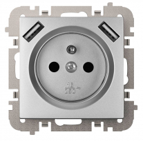 VESTRA Gniazdo podtynkowe 2P+Z + 2xUSB zasilające, bez ramki, kolor srebrny. - ELEKTRO-PLAST NASIELSK - 3888-16