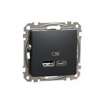 ŁADOWARKA USB TYP A + TYP C 2.4A/2,1A ZACISKI ŚRUBOWE CZARNY ANTRACYT SEDNA DESIGN - SCHNEIDER ELECTRIC - SDD114402
