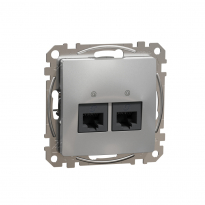 Gniazdo komputerowe 2xRJ45 kat.6 UTP, srebrne aluminium Sedna Design - SCHNEIDER ELECTRIC - SDD113462