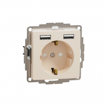 Sedna Design, Gniazdo schuko z USB A+A 2,4A, beżowe - SCHNEIDER ELECTRIC - SDD112052