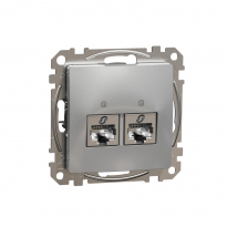 Sedna Design, Gniazdo komputerowe 2xRJ45 kat.5e STP, srebrne aluminium - SCHNEIDER ELECTRIC - SDD113452S