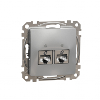 Sedna Design, Gniazdo komputerowe 2xRJ45 kat.6 STP, srebrne aluminium - SCHNEIDER ELECTRIC - SDD113462S