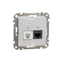 Sedna Design, Gniazdo komputerowo-telefoniczne (RJ45 kat.6 UTP + RJ11), srebrne aluminium - SCHNEIDER ELECTRIC - SDD113468