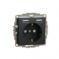 Sedna Design, Gniazdo schuko z USB A+A 2,4A, czarny antracyt - SCHNEIDER ELECTRIC - SDD114052