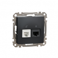Sedna Design, Gniazdo komputerowo-telefoniczne (RJ45 kat.6 UTP + RJ11), czarny antracyt - SCHNEIDER ELECTRIC - SDD114468