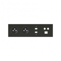 Panel 4-krotny: 2 gniazda + HDMI + USB + TV/SAT+ RJ45; czarny mat - KONTAKT SIMON - 10020406-238