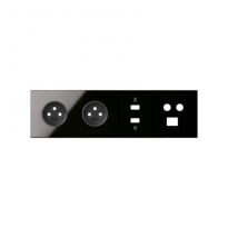 Panel 4-krotny: 2 gniazda + HDMI + USB + TV/SAT+ RJ45; czarny - KONTAKT SIMON - 10020406-138