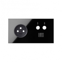 Panel 2-krotny: 1 gniazdo + 1 TV + 1 RJ45; czarny - KONTAKT SIMON - 10020226-138
