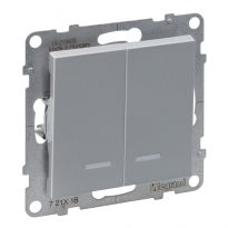 ŁĄCZNIK SCHODOWY PODWÓJNY Z PODŚWIETLENIEM - 10 AX - 250 V~ - ZACISKI AUTOMATYCZNE ALUMINIUM SUNO - LEGRAND - 721318