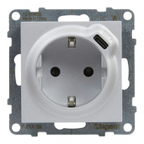 GNIAZDO SCHUKO 2P+Z - 16 A - 250 V~ - + USB TYP C - 1,5 A - 5 V ALUMINIUM SUNO - LEGRAND - 721329