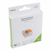 SZYBKOZŁĄCZKA 2X0,2-4MM2 Z DZWIGNIAMI UNIWERSLANA COMPACT TRANSPARENTNA WAGO /OPAKOWANIE BLISTER 16 SZT. - WAGO - 221-412/995-016