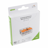 SZYBKOZŁĄCZKA 3X0,5-6MM2 Z DZWIGNIAMI UNIWERSALNA COMPACT TRANSPARENTNA WAGO /1BLISTR OPAKOWANIE 8szt / - WAGO - 221-613/995-008