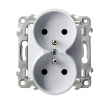 GNIAZDO PODWÓJNE Z UZIEMIENIEM 2X2P+Z MODUŁ 16A 250V  BIAŁY SZAFIR - OSPEL - GP-2ZRZ/m/00