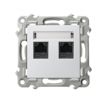 GNIAZDO KOMPUTEROWE PODWÓJNE RJ45 KAT.5E BIAŁY SZAFIR - OSPEL - GPK-2Z/K/m/00