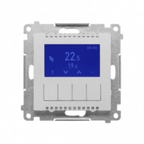 Termostat programowalny z wyświetlaczem (moduł); Aluminium mat Simon 55 - KONTAKT SIMON - TETD1A.01/143