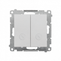 Łącznik schodowy podwójny z podświetleniem – osobne podświetlenie dla każdego klawisza (moduł) 10 AX, 250 V~, szybkozłącza; Aluminium mat Simon 55 - KONTAKT SIMON - TW6/2L2.01/143
