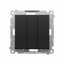 Łącznik potrójny z podświetleniem LED (moduł) 10 AX, 250 V~, szybkozłącza; Czarny mat Simon 55 - KONTAKT SIMON - TW31L.01/149