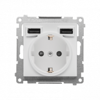 Gniazdo schuko ze zintegrowaną ładowarką 2xUSB A (moduł); Jasnoszary mat Simon 55 - KONTAKT SIMON - TGSZ1ZUSB2AA.01/114