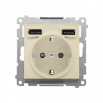 Gniazdo schuko ze zintegrowaną ładowarką 2xUSB A (moduł); Szampański mat Simon 55 - KONTAKT SIMON - TGSZ1ZUSB2AA.01/144