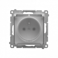 Gniazdo wtyczkowe do wersji IP44 bez uszczelki (moduł) 16 A, 250 V~, szybkozłącza. Klapka transparentna; Aluminium mat Simon 55 - KONTAKT SIMON - TGZ1BCUZ.01/143A