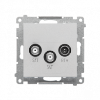 Gniazdo antenowe satelitarne podwójne SAT-SAT-RTV (moduł). 2x Wejście: 5 MHz÷2,4 GHz; Aluminium mat Simon 55 - KONTAKT SIMON - TASK2.01/143