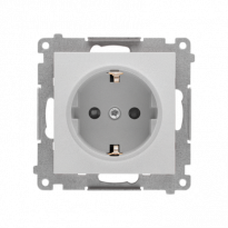 Gniazdo Schuko z przesłonami (moduł) 16 A, 250 V~, szybkozłącza; Aluminium mat Simon 55 - KONTAKT SIMON - TGSZ1CZ.01/143