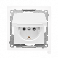 Gniazdo Schuko do wersji IP44 z przesłonami z uszczelką ramki (moduł) 16 A, 250 V~, szybkozłącza. Klapka w kolorze pokrywy; Jasnoszary mat Simon 55 - KONTAKT SIMON - TGSZ1BCZ.01/114