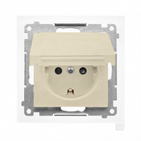 Gniazdo Schuko do wersji IP44 z przesłonami z uszczelką ramki (moduł) 16 A, 250 V~, szybkozłącza. Klapka w kolorze pokrywy; Szampański mat Simon 55 - KONTAKT SIMON - TGSZ1BCZ.01/144