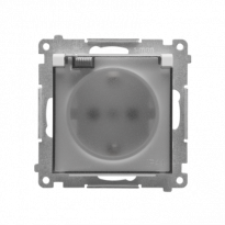 Gniazdo Schuko do wersji IP44 z przesłonami z uszczelką ramki (moduł) 16 A, 250 V~, szybkozłącza. Klapka transparentna; Jasnoszary mat Simon 55 - KONTAKT SIMON - TGSZ1BCZ.01/114A