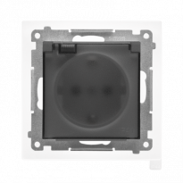 Gniazdo Schuko do wersji IP44 z przesłonami z uszczelką ramki (moduł) 16 A, 250 V~, szybkozłącza. Klapka transparentna; Grafitowy mat Simon 55 - KONTAKT SIMON - TGSZ1BCZ.01/116A