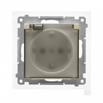 Gniazdo Schuko do wersji IP44 z przesłonami z uszczelką ramki (moduł) 16 A, 250 V~, szybkozłącza. Klapka transparentna; Szampański mat Simon 55 - KONTAKT SIMON - TGSZ1BCZ.01/144A