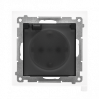 Gniazdo Schuko do wersji IP44 z przesłonami z uszczelką ramki (moduł) 16 A, 250 V~, szybkozłącza. Klapka transparentna; Czarny mat Simon 55 - KONTAKT SIMON - TGSZ1BCZ.01/149A
