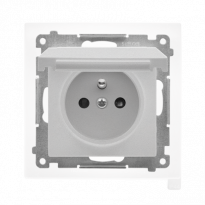 Gniazdo wtyczkowe do wersji IP44 bez uszczelki (moduł) 16 A, 250 V~, szybkozłącza. Klapka w kolorze pokrywy; Aluminium mat Simon 55 - KONTAKT SIMON - TGZ1BCUZ.01/143